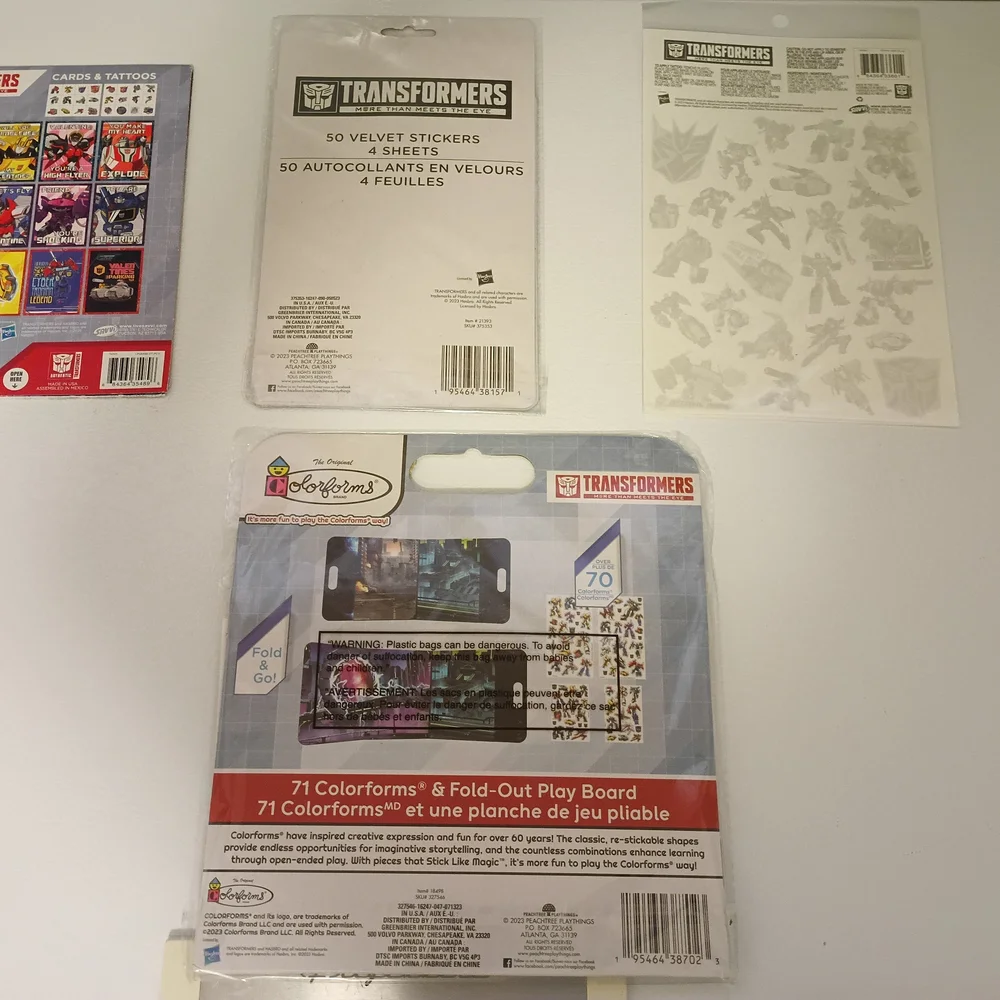 4 pieces Transformers Fold & Go Picture Toy Set Stickers Tattoos